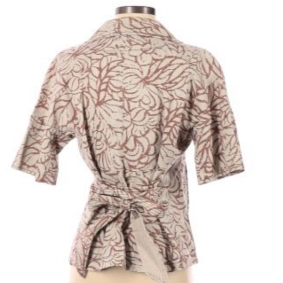 Nic + Zoe Brown Beige Floral Leaf Jacket Blazer - Picture 2 of 4